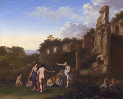 Women Bathing in a Landscape by Cornelis van Poelenburgh or Poelenburch